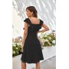 imageECOWISH Womens Summer Dresses 2025 Elegant Lady Wedding Guest Cocktail Ruffle Cap Sleeves ALine Office Midi Dress3444 Black