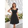 imageECOWISH Womens Summer Dresses 2025 Elegant Lady Wedding Guest Cocktail Ruffle Cap Sleeves ALine Office Midi Dress3444 Black