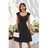 imageECOWISH Womens Summer Dresses 2025 Elegant Lady Wedding Guest Cocktail Ruffle Cap Sleeves ALine Office Midi Dress3444 Black