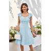imageECOWISH Womens Summer Dresses 2025 Elegant Lady Wedding Guest Cocktail Ruffle Cap Sleeves ALine Office Midi Dress3444 Light Blue