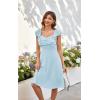 imageECOWISH Womens Summer Dresses 2025 Elegant Lady Wedding Guest Cocktail Ruffle Cap Sleeves ALine Office Midi Dress3444 Light Blue
