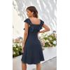 imageECOWISH Womens Summer Dresses 2025 Elegant Lady Wedding Guest Cocktail Ruffle Cap Sleeves ALine Office Midi Dress3444 Navy Blue