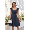imageECOWISH Womens Summer Dresses 2025 Elegant Lady Wedding Guest Cocktail Ruffle Cap Sleeves ALine Office Midi Dress3444 Navy Blue