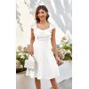 imageECOWISH Womens Summer Dresses 2025 Elegant Lady Wedding Guest Cocktail Ruffle Cap Sleeves ALine Office Midi Dress3444 White