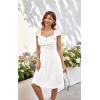 imageECOWISH Womens Summer Dresses 2025 Elegant Lady Wedding Guest Cocktail Ruffle Cap Sleeves ALine Office Midi Dress3444 White