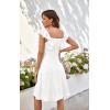 imageECOWISH Womens Summer Dresses 2025 Elegant Lady Wedding Guest Cocktail Ruffle Cap Sleeves ALine Office Midi Dress3444 White
