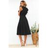 imageECOWISH Womens Summer Dresses 2025 Elegant Lady Wedding Guest Cocktail Ruffle Cap Sleeves ALine Office Midi DressBlack