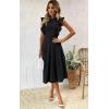 imageECOWISH Womens Summer Dresses 2025 Elegant Lady Wedding Guest Cocktail Ruffle Cap Sleeves ALine Office Midi DressBlack