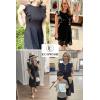 imageECOWISH Womens Summer Dresses 2025 Elegant Lady Wedding Guest Cocktail Ruffle Cap Sleeves ALine Office Midi DressBlack