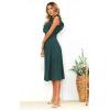 imageECOWISH Womens Summer Dresses 2025 Elegant Lady Wedding Guest Cocktail Ruffle Cap Sleeves ALine Office Midi DressBlackish Green