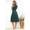 imageECOWISH Womens Summer Dresses 2025 Elegant Lady Wedding Guest Cocktail Ruffle Cap Sleeves ALine Office Midi DressBlackish Green