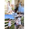 imageECOWISH Womens Summer Dresses 2025 Elegant Lady Wedding Guest Cocktail Ruffle Cap Sleeves ALine Office Midi DressBlue