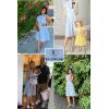 imageECOWISH Womens Summer Dresses 2025 Elegant Lady Wedding Guest Cocktail Ruffle Cap Sleeves ALine Office Midi DressBlue