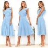imageECOWISH Womens Summer Dresses 2025 Elegant Lady Wedding Guest Cocktail Ruffle Cap Sleeves ALine Office Midi DressBlue