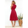 imageECOWISH Womens Summer Dresses 2025 Elegant Lady Wedding Guest Cocktail Ruffle Cap Sleeves ALine Office Midi DressRed