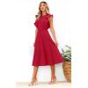 imageECOWISH Womens Summer Dresses 2025 Elegant Lady Wedding Guest Cocktail Ruffle Cap Sleeves ALine Office Midi DressRed