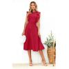 imageECOWISH Womens Summer Dresses 2025 Elegant Lady Wedding Guest Cocktail Ruffle Cap Sleeves ALine Office Midi DressRed