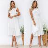 imageECOWISH Womens Summer Dresses 2025 Elegant Lady Wedding Guest Cocktail Ruffle Cap Sleeves ALine Office Midi DressWhite