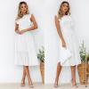 imageECOWISH Womens Summer Dresses 2025 Elegant Lady Wedding Guest Cocktail Ruffle Cap Sleeves ALine Office Midi DressWhite