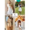 imageECOWISH Womens Summer Dresses 2025 Elegant Lady Wedding Guest Cocktail Ruffle Cap Sleeves ALine Office Midi DressWhite