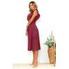 imageECOWISH Womens Summer Dresses 2025 Elegant Lady Wedding Guest Cocktail Ruffle Cap Sleeves ALine Office Midi DressWine Red