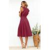 imageECOWISH Womens Summer Dresses 2025 Elegant Lady Wedding Guest Cocktail Ruffle Cap Sleeves ALine Office Midi DressWine Red