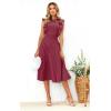 imageECOWISH Womens Summer Dresses 2025 Elegant Lady Wedding Guest Cocktail Ruffle Cap Sleeves ALine Office Midi DressWine Red