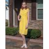 imageECOWISH Womens Summer Dresses 2025 Elegant Lady Wedding Guest Cocktail Ruffle Cap Sleeves ALine Office Midi DressYellow