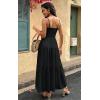 imageECOWISH Womens Summer Strapless Maxi Dress 2025 Off Shoulder Hollow Out Smocked A Line Tube Tiered Long Dresses3447 Black