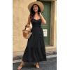 imageECOWISH Womens Summer Strapless Maxi Dress 2025 Off Shoulder Hollow Out Smocked A Line Tube Tiered Long Dresses3447 Black