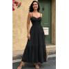 imageECOWISH Womens Summer Strapless Maxi Dress 2025 Off Shoulder Hollow Out Smocked A Line Tube Tiered Long Dresses3447 Black