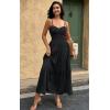 imageECOWISH Womens Summer Strapless Maxi Dress 2025 Off Shoulder Hollow Out Smocked A Line Tube Tiered Long Dresses3447 Black