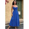 imageECOWISH Womens Summer Strapless Maxi Dress 2025 Off Shoulder Hollow Out Smocked A Line Tube Tiered Long Dresses3447 Blue