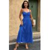 imageECOWISH Womens Summer Strapless Maxi Dress 2025 Off Shoulder Hollow Out Smocked A Line Tube Tiered Long Dresses3447 Blue