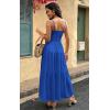 imageECOWISH Womens Summer Strapless Maxi Dress 2025 Off Shoulder Hollow Out Smocked A Line Tube Tiered Long Dresses3447 Blue