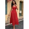 imageECOWISH Womens Summer Strapless Maxi Dress 2025 Off Shoulder Hollow Out Smocked A Line Tube Tiered Long Dresses3447 Red