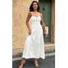 imageECOWISH Womens Summer Strapless Maxi Dress 2025 Off Shoulder Hollow Out Smocked A Line Tube Tiered Long Dresses3447 White
