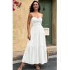 imageECOWISH Womens Summer Strapless Maxi Dress 2025 Off Shoulder Hollow Out Smocked A Line Tube Tiered Long Dresses3447 White