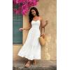 imageECOWISH Womens Summer Strapless Maxi Dress 2025 Off Shoulder Hollow Out Smocked A Line Tube Tiered Long Dresses3447 White