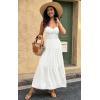 imageECOWISH Womens Summer Strapless Maxi Dress 2025 Off Shoulder Hollow Out Smocked A Line Tube Tiered Long Dresses3447 White