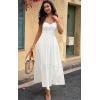 imageECOWISH Womens Summer Strapless Maxi Dress 2025 Off Shoulder Hollow Out Smocked A Line Tube Tiered Long Dresses3447 White