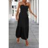 imageECOWISH Womens Summer Strapless Maxi Dress 2025 Off Shoulder Hollow Out Smocked A Line Tube Tiered Long DressesBlack