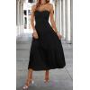 imageECOWISH Womens Summer Strapless Maxi Dress 2025 Off Shoulder Hollow Out Smocked A Line Tube Tiered Long DressesBlack