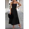 imageECOWISH Womens Summer Strapless Maxi Dress 2025 Off Shoulder Hollow Out Smocked A Line Tube Tiered Long DressesBlack