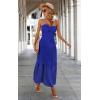 imageECOWISH Womens Summer Strapless Maxi Dress 2025 Off Shoulder Hollow Out Smocked A Line Tube Tiered Long DressesBlue
