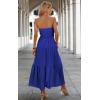 imageECOWISH Womens Summer Strapless Maxi Dress 2025 Off Shoulder Hollow Out Smocked A Line Tube Tiered Long DressesBlue