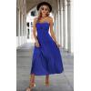 imageECOWISH Womens Summer Strapless Maxi Dress 2025 Off Shoulder Hollow Out Smocked A Line Tube Tiered Long DressesBlue