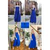 imageECOWISH Womens Summer Strapless Maxi Dress 2025 Off Shoulder Hollow Out Smocked A Line Tube Tiered Long DressesBlue
