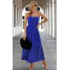 imageECOWISH Womens Summer Strapless Maxi Dress 2025 Off Shoulder Hollow Out Smocked A Line Tube Tiered Long DressesBlue