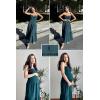 imageECOWISH Womens Summer Strapless Maxi Dress 2025 Off Shoulder Hollow Out Smocked A Line Tube Tiered Long DressesDark Green